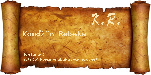Komán Rebeka névjegykártya
